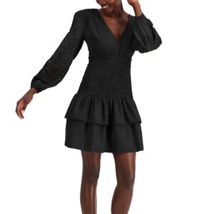 INC International Concepts black v-neck long sleeve mini layered dress